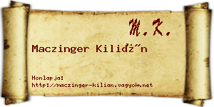 Maczinger Kilián névjegykártya